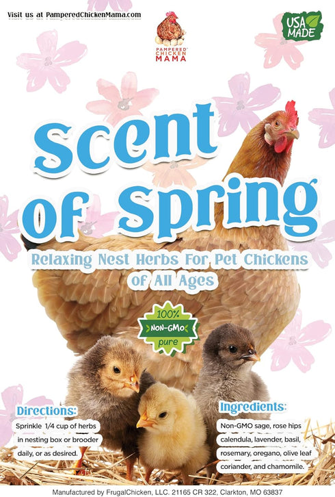 Pampered Chicken Mama Floral Nesting Herbs for Chickens (10 Ounces) | Relaxation Blend for Chick Brooder Box, Chicken Coop Bedding | Scent of Spri...