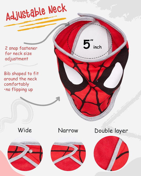 Happy Threads Marvel Spiderman Baby Unisex Bandana Bib 3-Pack - Spider-Man Baby Bibs...