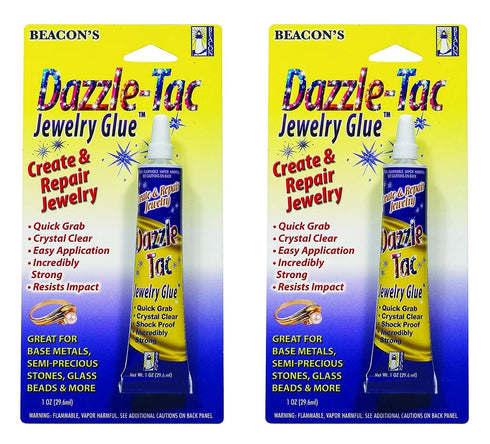 BEACON Dazzle-Tac Extra Strong Jewelry Glue - Crystal Clear, Waterproof & Shock Resistant - Perfect for Base Metals, Glass, Mirror and More, 1-Oun...