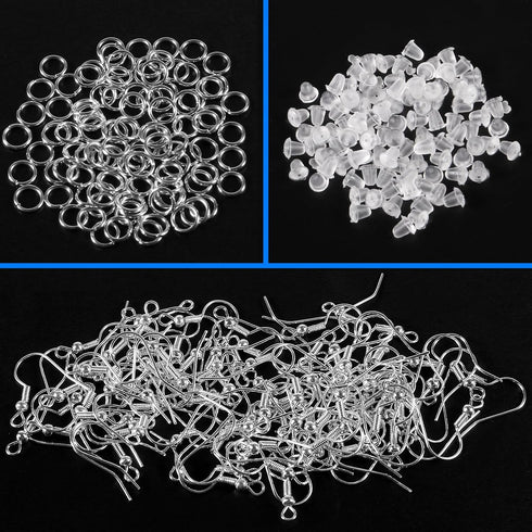 300PCS Earring Hooks for Jewelry,Earring Making Kit Hypoallergenic Earring Hooks,Fish Hook Earrings with Jump Rings and Earring Backs for DIY Jewe...