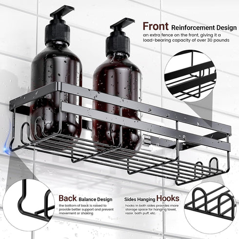 WOWBOX Shower Caddies 2 Pack - Adhesive Hanging Shower Shelf - Bathroom Organizers and Storage, No Drilling Stainless Shower Shelves for Home Deco...