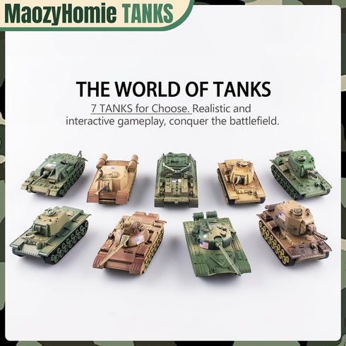 1:72 US Army Tank ? Army Men Toys Playset, includes 2pc US Tank-7 Models with 10pc Toy Soldiers, Desert Tan and Olive Drab Green, Perfect Military...