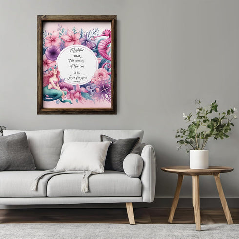 Posterizer 1 pcs-girly mermaid bible verse art-Psalm 93: 4-Kids Room Art-Religious Posters-Gifts for Christians-Living Room Bedroom Decor- UNFRAME...
