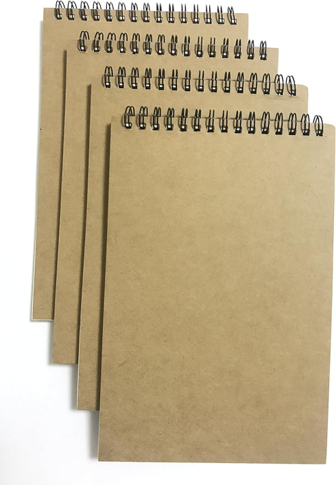 A5 Top Spiral Bound Notebooks Bulk Journals Spiral Steno Pads Blank/Lined Kraft Brown Cardboard Cover Thick Cream Writing Pad Sketchbook Scrapbook...