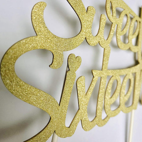 Sweet 16 Cake Topper, 16th Birthday Cake Topper, Happy 16th Sweet Sixteen Cake Topper - Gold by Merry Expressions...
