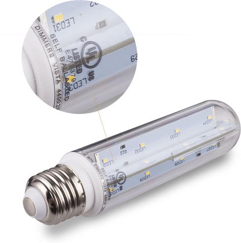 Tento Lighting T10 LED Tube Light, Tubular Light Bulb, E26 Medium Base, Sub Zero Fridge and Freezer Light Bulb Replacement, Aquarium Light Bulb, T...