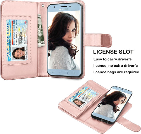 NJJEX Wallet Case for Galaxy J3 2018/Eclipse 2/J3 Orbit/J3 Achieve/Express Prim 3/Amp Prim 3/J3 Aura/Sol 3/J3 V 3rd/J3 Star, PU Leather Card Slots...