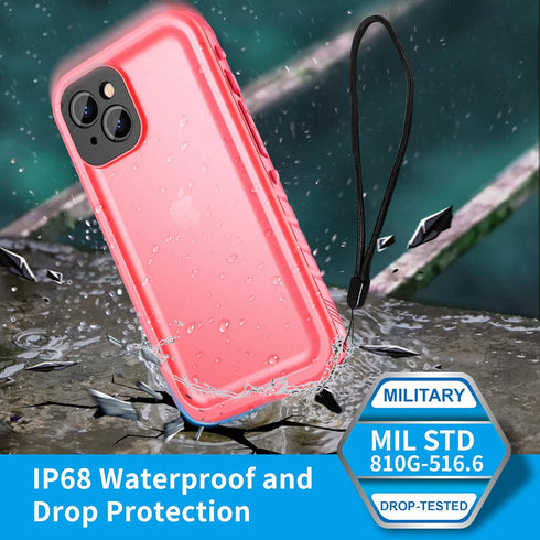 SPORTLINK for iPhone 13 Waterproof Case - Full Body Shockproof Dustproof Phone Screen Protector Rugged Waterproof Case for iPhone 13 6.1 Inches Pi...