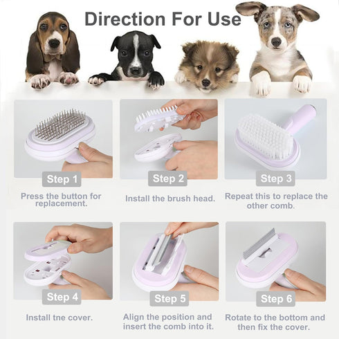 5 IN 1 Pet Grooming Brush Kit,Dog&Cat Self Cleaning Slicker Brush for Shedding.Dematting&Deshedding Dog Brush,Cat Hair Brush,Suitable for Small&La...