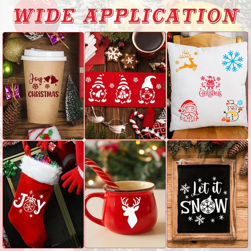 80 Pcs 5 x 5 Inch Christmas Stencils for Painting on Wood, Reusable Merry Christmas Ornament Stencils Snowflakes Holiday Stencils DIY Craft Templa...