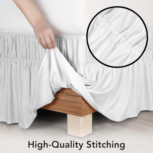 Utopia Bedding Queen Elastic Bed Ruffle - Easy Wrap Around Ruffle - Microfiber Bed Skirt with Adjustable Elastic Belt 16 Inch Tailored Drop - Hote...