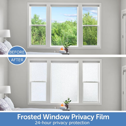 HIDBEA Frosted Window Privacy Film - Non Adhesive Static Cling Glass Stickers Sun UV Blocking Heat Control Door Covering Decals for Home Office, 2...