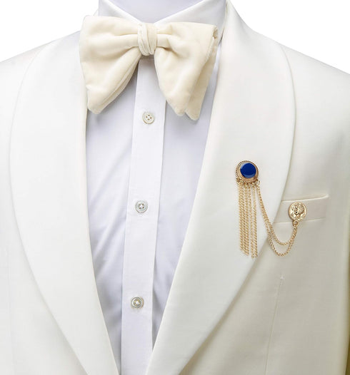 Lapel Pin Brooch for Men Enamel with Hanging Chains and Honorary Gold Coin Detailing Brooch Suit Stud, Shirt Studs Men's Accessories (Gold-Blue)...
