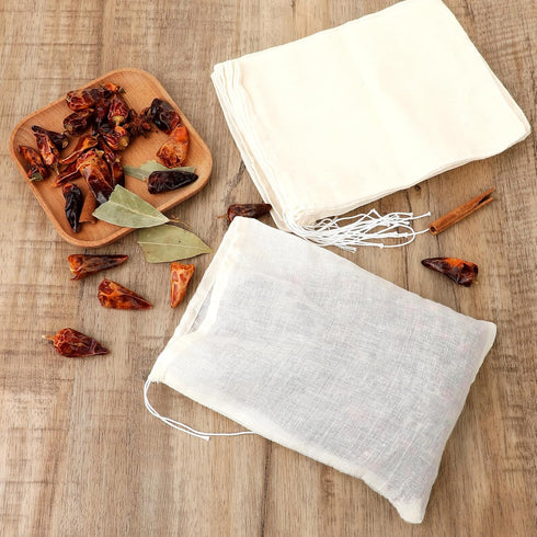 24PCS 6x8 Inch Spice Bags for Cooking, Muslin Drawstring Soap Bags Reusable Empty Tea Bags for Loose Tea Sachet Bags Cheese Cloth Bags for Straini...