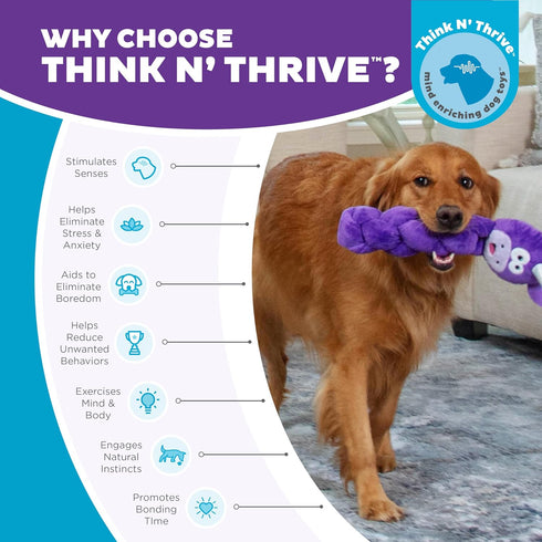 Outward Hound Nina Ottosson Twistiez Interactive Plush Dog Puzzle Dog Enrichment Toys Dog Treat Puzzle, Plush, Purple...