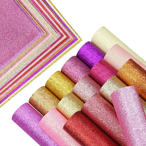 16 Colors 8X12 Inches Warm Color Series Glitter Faux Lather Sheets for Leather Bows, Earring, Jewelry Making, Sewing, Shoe Making and Craft Making...