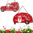 2 Pieces Valentine's Day Decor Valentine's Day Heart Sign Valentine's Day Wooden Wall Decor Happy Valentine's Day Truck Hanging Decorations for Ho...