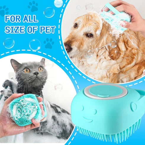 Dog Bath Brush with Gloves, Cat Bathing Gloves, Silicone Dog washing Gloves with High-Density Teeth, Dog Bath Supplies Christmas Gifts for Long Sh...