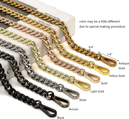 47'' Light Metal Crossbody Purse Chain Straps Replacement for Bag Handbag (Black)...