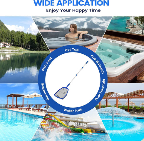 Pool Skimmer Net - 5 Foot Pool Net with 5 Connecting Aluminum Pole Sections...