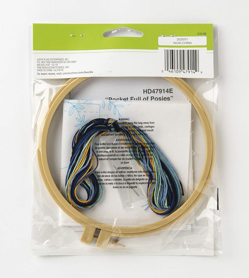 Bucilla 47914E Stamped Embroidery Kit, 6", Pocket Full of Posies...