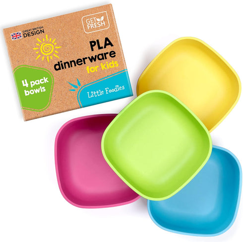GET FRESH PLA Kids Bowls Set – 4-Pack Melamine-Free Cereal Bowls for Kids and Toddlers – Microwave Safe Stackable BPA-Free PLA Childrens Dinnerwar...