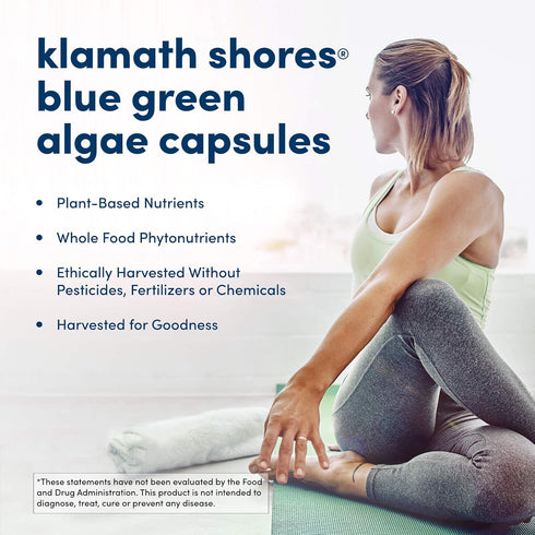 American Health Klamath Shores Blue Green Algae Capsules - Fresh Water Phytonutrient-Rich Algae Superfood Supplement - Pesticide-Free - 120 Total ...