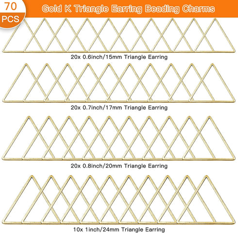 70Pcs Triangle Earring Beading Ring,4Sizes Earring Hoops Connector Links Open Bezels Linking Rings Earrings Pendant for DIY Jewelry Making Finding...