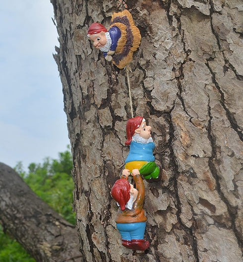 Gnome Statue Gift Climbing Rope Garden Gnomes Statue, Resin Garden Gnome Tree Hugger Outdoor Decor Accessories, Miniature Figurines Micro Garden G...