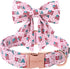 ARING PET 4th of July Dog Collar-Cotton Pink USA Patriotic Dog Collar with Bowtie, Adjustable American Flag Dog Collar Puppy Collars for Small Med...