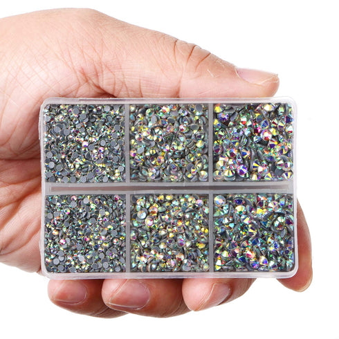 LPBeads 6400 Pieces Hotfix Rhinestones Clear AB Flat Back 5 Mixed Sizes Crystal Round Glass Gems with Tweezers and Picking Rhinestones Pen...