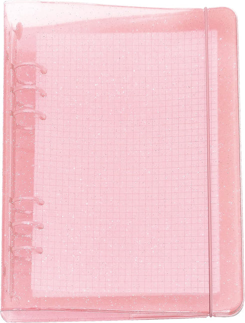 A6/ A5 6-Holes Colorful PP Cover Round Ring View Binder File Folder for Loose Leaf Sheet Protectors (A5 Mini Set, Cameo Pink)...