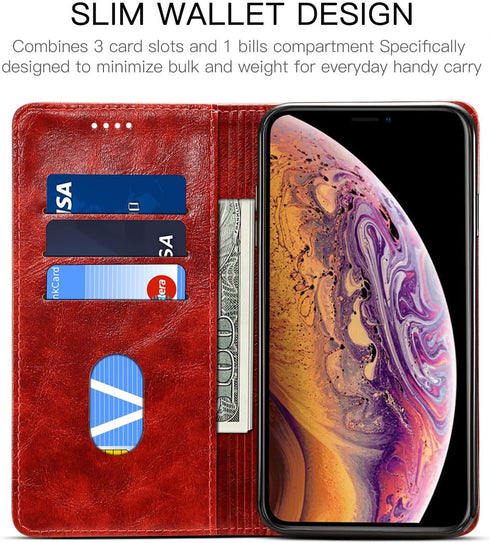 SINIANL iPhone Xs Max Case, Leather Wallet Folio Case Book Design Flip Cover with Stand and ID Credit Card Slot Magnetic Closure for iPhone Xs Max...