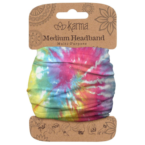 Karma Multi Color Tie Dye Headband for Women - Medium - Fabric Headband and Stretchy Hair Scarf - Multicolor...