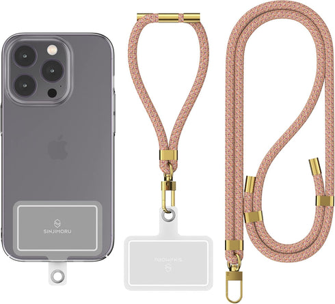 Sinjimoru Cell Phone Lanyard for Phone Case (2Packs), with Adjustable Phone Strap for Wrist Compatible with Key Holder & ID Card Holder. Sinji Str...