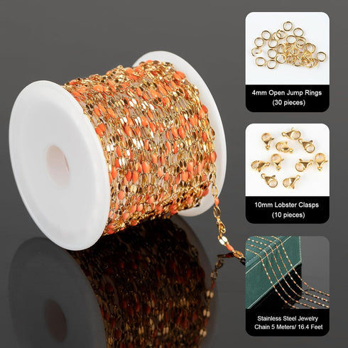 UMAOKANG 5 Meters Bulk Chain for Jewelry Making Gold Plated Stainless Steel Jewelry Making Supplies Women Necklace Bracelet DIY Jewelry Findings...