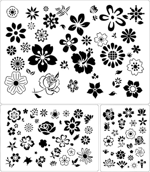 Zonon 3 Pieces Stencil Template Painting Stencil Spring Summer Template Reusable Drawing Set for Daily DIY Art Notebook Wedding Card Scrapbook Hom...