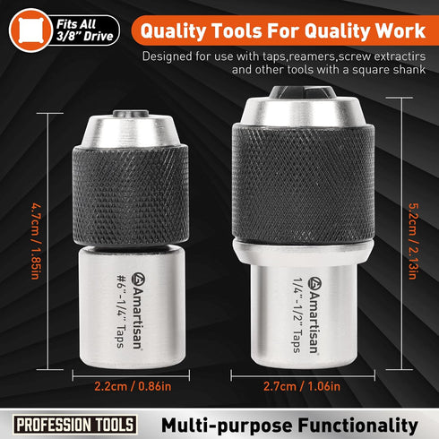 Amartisan 2-Piece Taps Socket Set, 6-1/2 Taps Adjustable Jaws, for Taps,Screw Extractors...