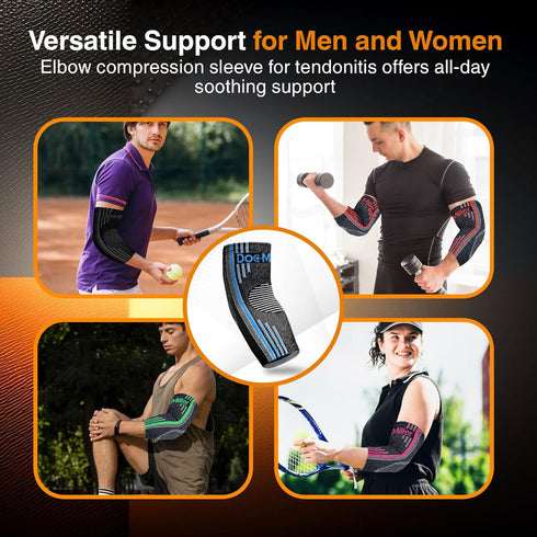 Doc Miller - Compression Elbow Brace: Support for Tendonitis, Bursitis, Tennis, Arthritis, Workouts - Elbow Sleeves for Men & Women, Joint Pain, E...