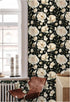 HAOKHOME 93242-1 Peel and Stick Wallpaper Floral Vintage Roses Peonies Contact Paper Removable Black/Beige/Olive Self Adhesive Mural 17.7in x 6.5f...