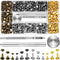 Jetmore 480 Pack Leather Rivets, Brass Rivets for Fabric, Leather Rivet Kit, Double Cap Rivet for DIY Leather Craft, Hats, Purse, Shoes, Bag, Rema...