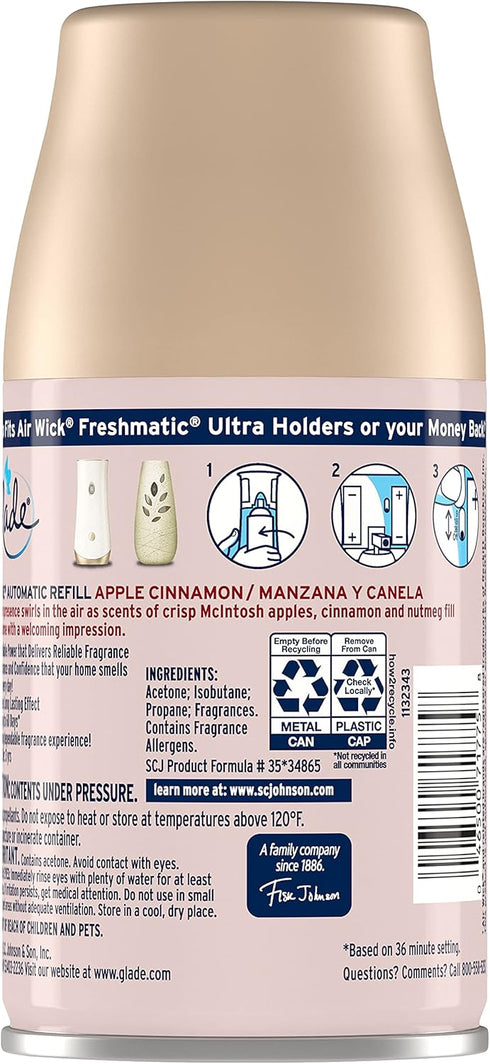 Glade Automatic Spray Refill, Air Freshener for Home and Bathroom, Apple Cinnamon, 6.2 Oz...