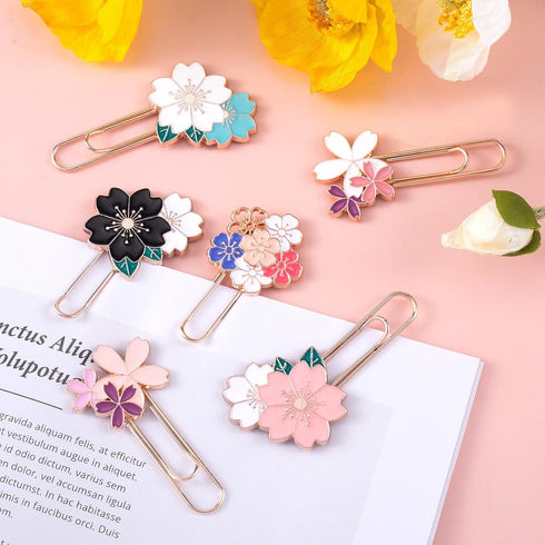 7 Pack Sakura Style Paperclips for Bookmarks, Cute Cherry Blossom Paper Clips for Office School File Planner Covers Supplies...