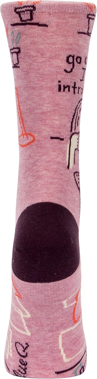 Blue Q Women's Funny Crew Socks ~ Go Away, I'm Introverting. (fit shoe size 5-10)...