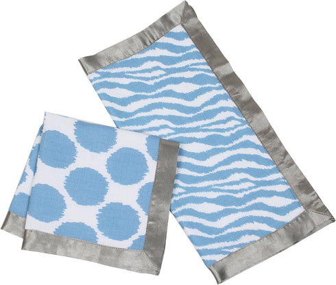 Bacati - Ikat Muslin 2 Pc Security Blankets (Grey/Blue)...
