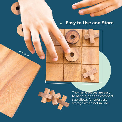 BSIRI Wooden Tic Tac Toe Game - Brain Teaser Puzzles for Adults and Unique Gifts for Kids, Coffee Table Decor Living Room Decor Modern Wood Decor,...
