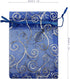 100pcs Sheer Organza Favor Bags For Wedding Baby Shower Rattan Print Gift Bags Samples Display Drawstring Pouches (3.5x4.5 inch, blue)...