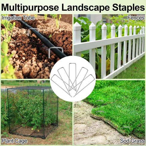24 Pack Garden Stakes, U-Shaped Tent Stakes, Galvanized Landscape Staples, Ground Stakes, for Landscaping Securing Weed Barrier Fabric, Irrigation...
