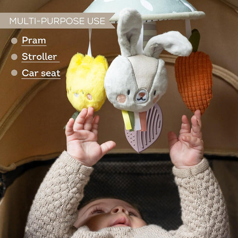 Taf Toys Pram Mobile - Colorful and Interactive Baby Stroller Mobile with Chime Bells, Teether and Hanging Dolls - Lightweight, Easy Attach, Devel...
