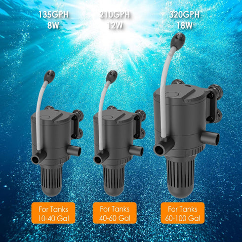 AquaMiracle Aquarium Powerhead Pump with Double Water Outlet & Aeration, 210GPH Fish Tank Water Pump Wave Maker for Aquarium, Submersible Aquarium...
